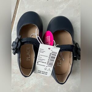 The Children's Place Navy Dress Shoes with Floral Accent (size 4 toddler)